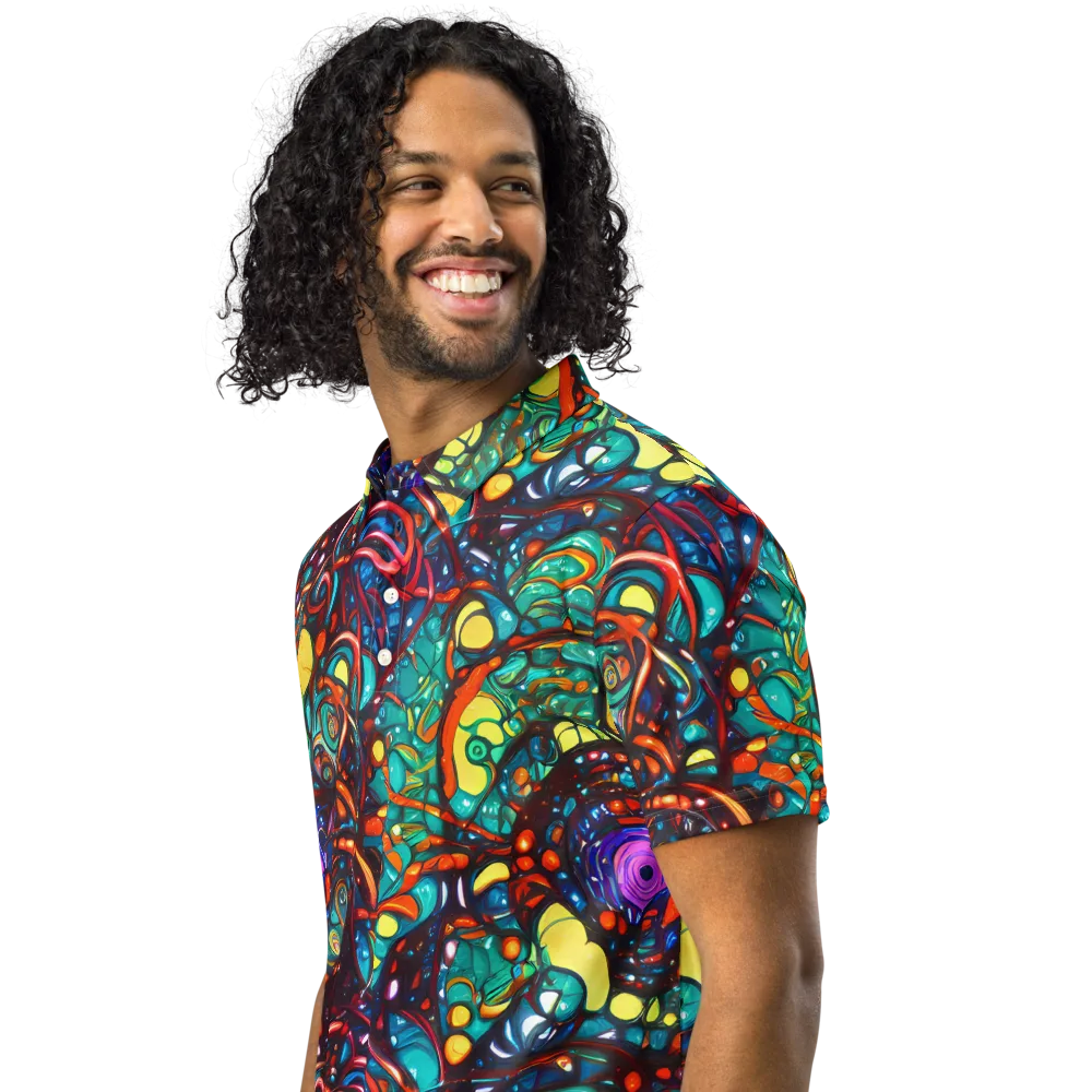 Ember Lagoon on Men's Slim Fit Polo Shirt — Left Front