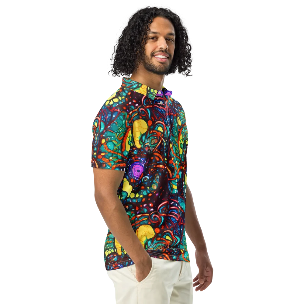 Ember Lagoon on Men's Slim Fit Polo Shirt — Right Front