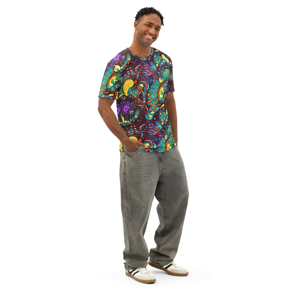 Ember Lagoon on Men's Cotton Crew Neck T-Shirt — Right Front