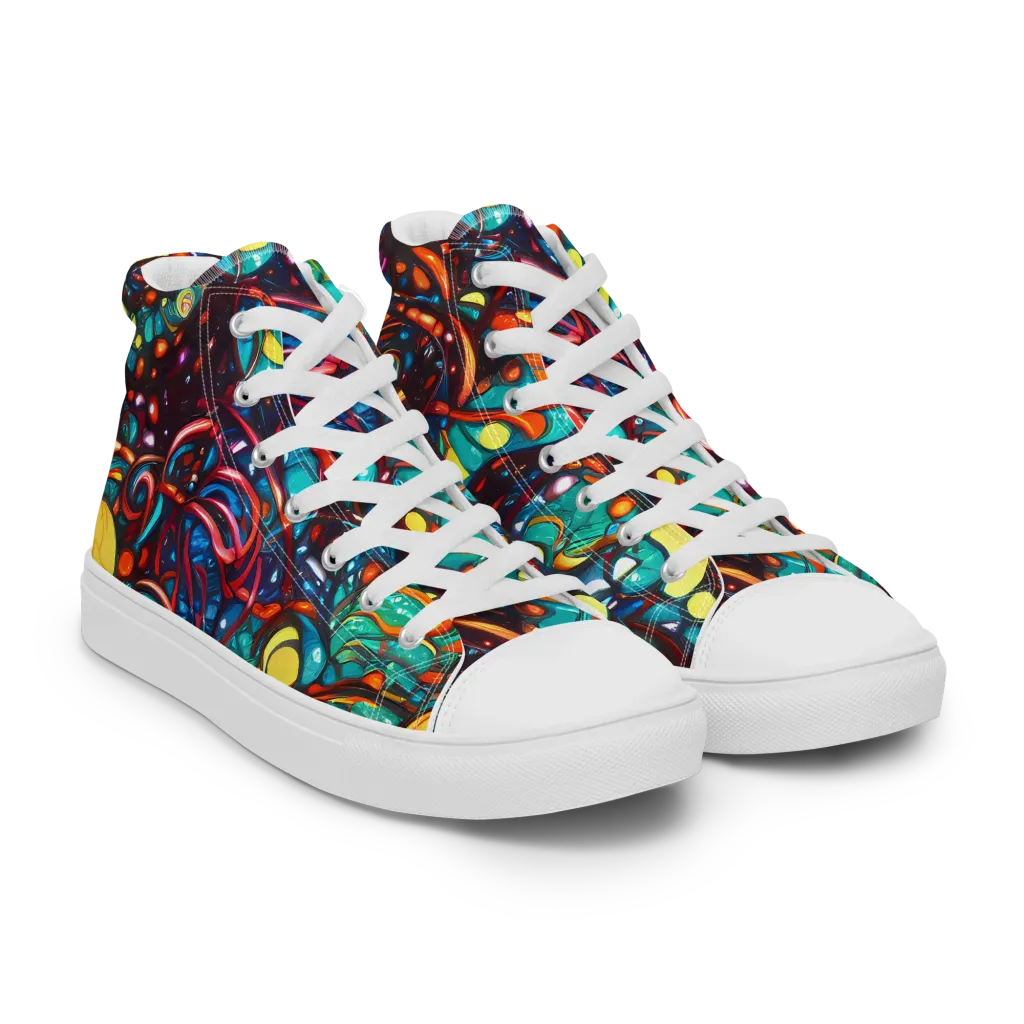 Ember Lagoon on Men's High Top Canvas Shoes — Right Front
