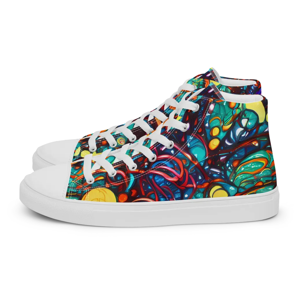 Ember Lagoon on Men's High Top Canvas Shoes — Left