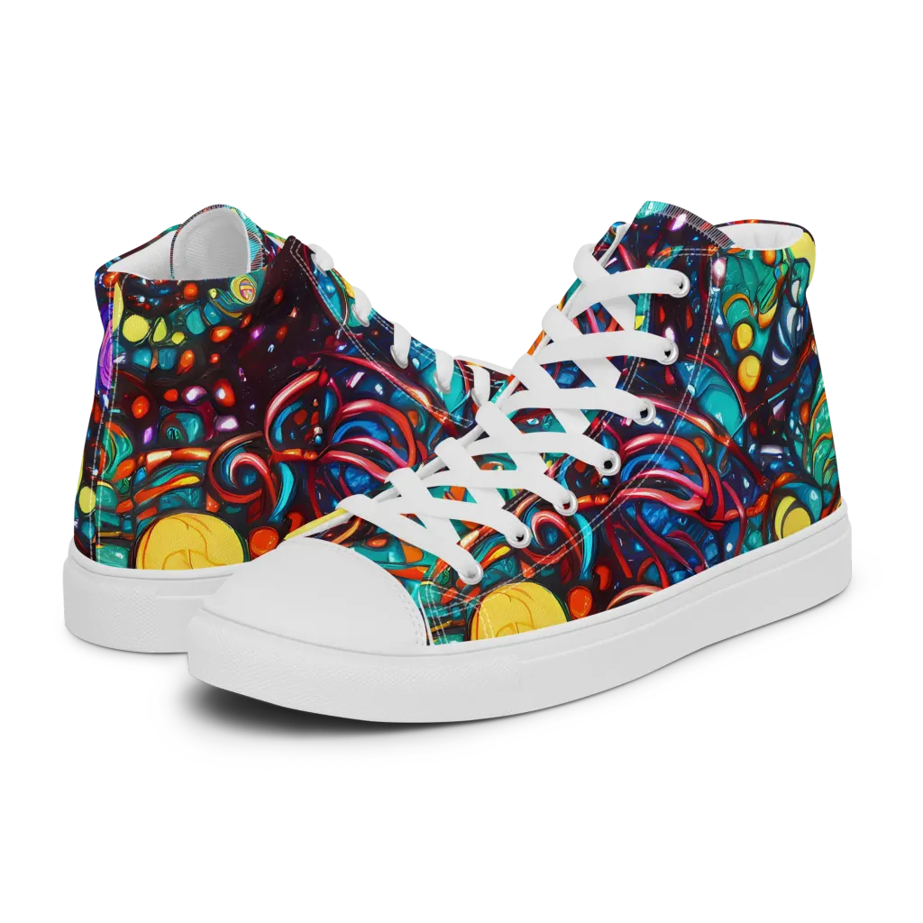 Ember Lagoon on Men's High Top Canvas Shoes — Left