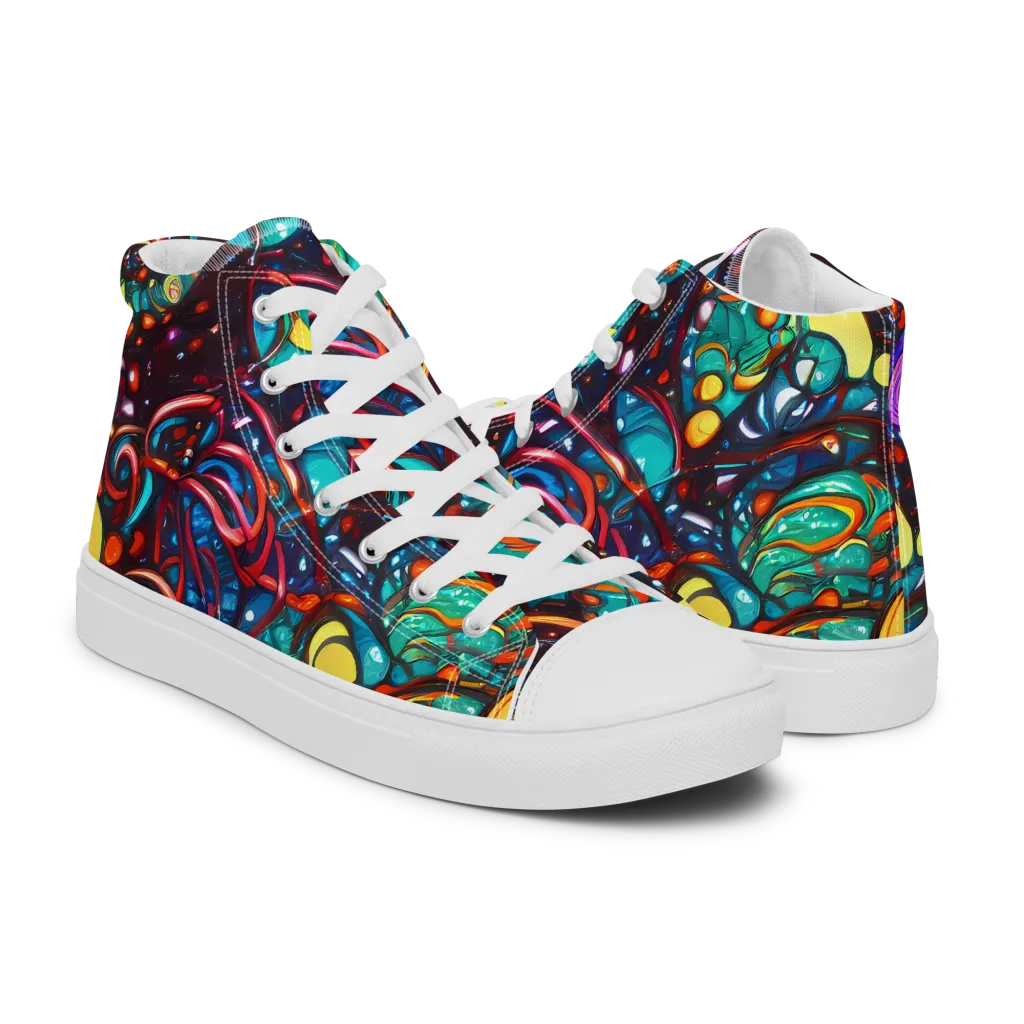 Ember Lagoon on Men's High Top Canvas Shoes — Right