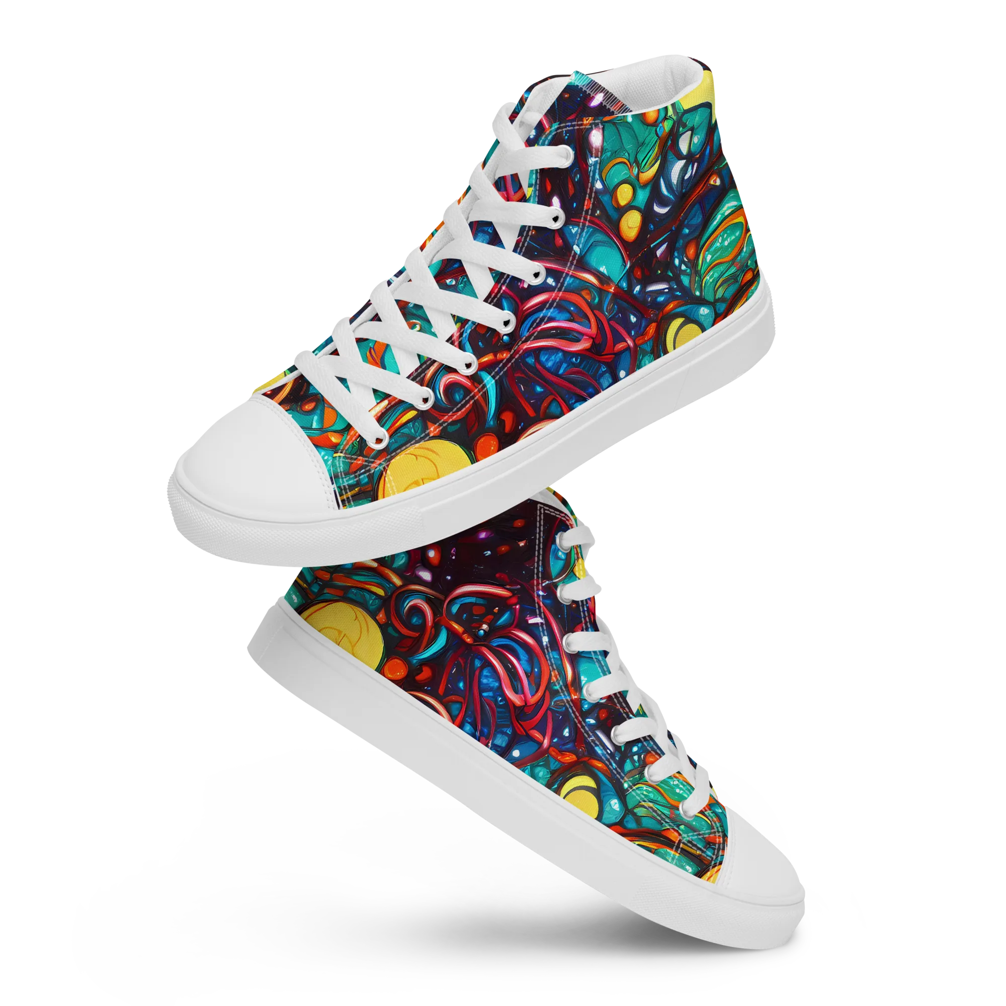 Ember Lagoon on Men's High Top Canvas Shoes — Front