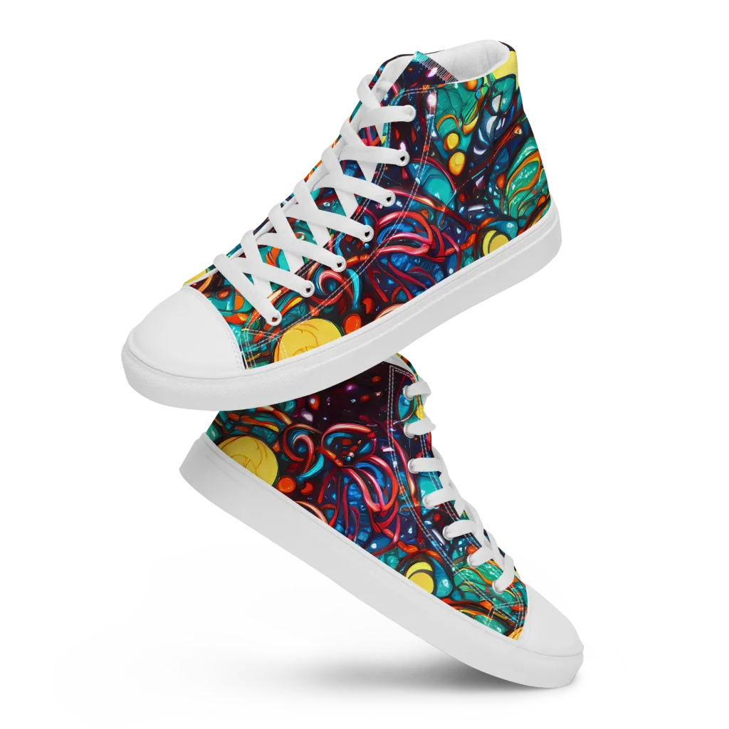 Ember Lagoon on Men's High Top Canvas Shoes — Front
