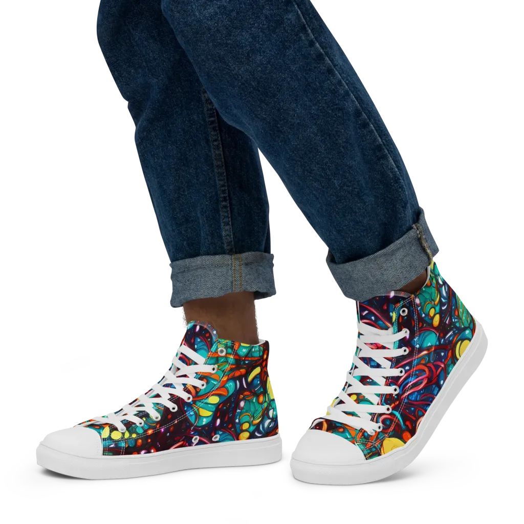 Ember Lagoon on Men's High Top Canvas Shoes — Left