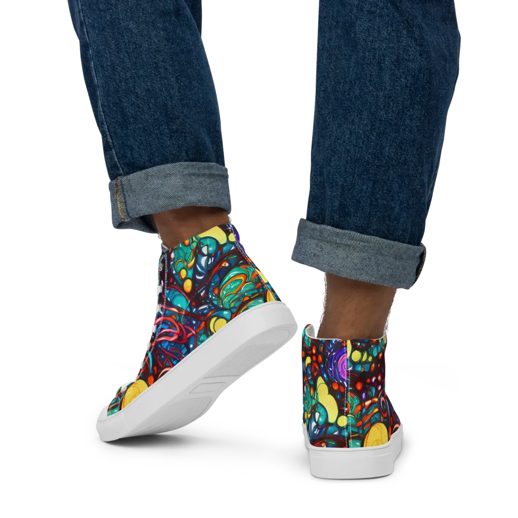 Ember Lagoon on Men's High Top Canvas Shoes — Back
