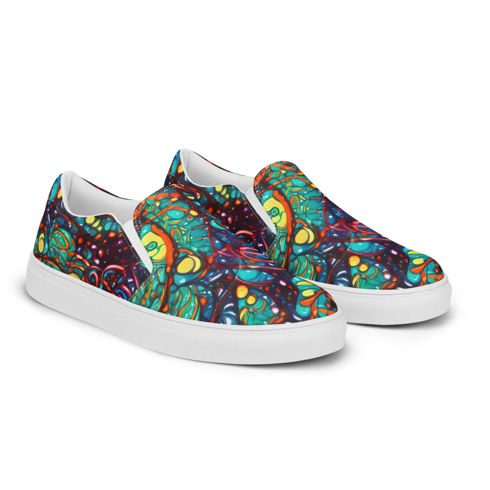 Ember Lagoon on Men's Slip-On Canvas Shoes — Right Front