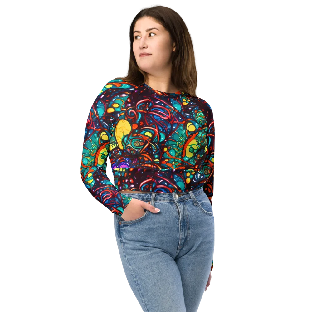 Ember Lagoon on Long Sleeve Crop Top — Front