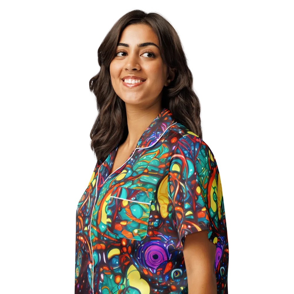 Ember Lagoon on Women's Short Sleeve Pajama Top — Left Front