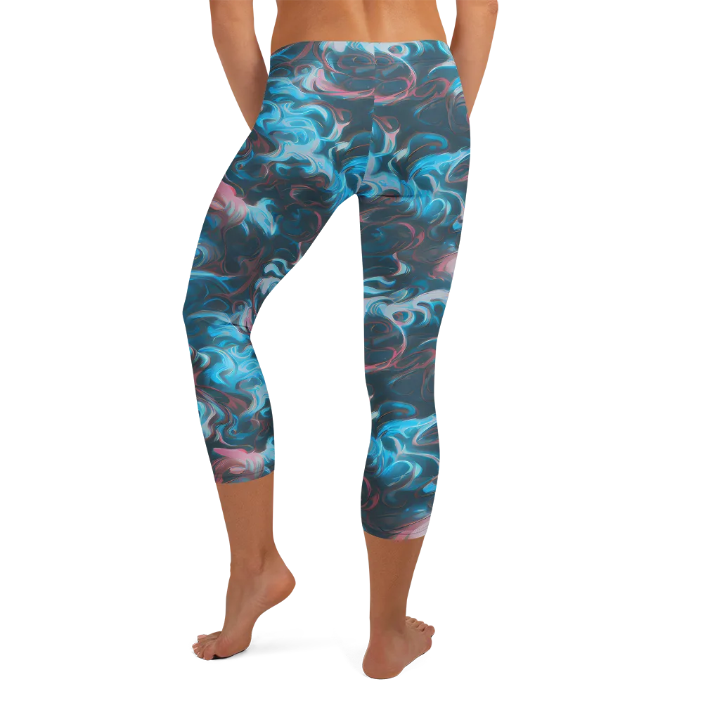 Blue Opal Storm on Capri Leggings — Back
