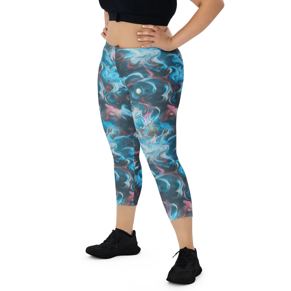 Blue Opal Storm on Capri Leggings — Front