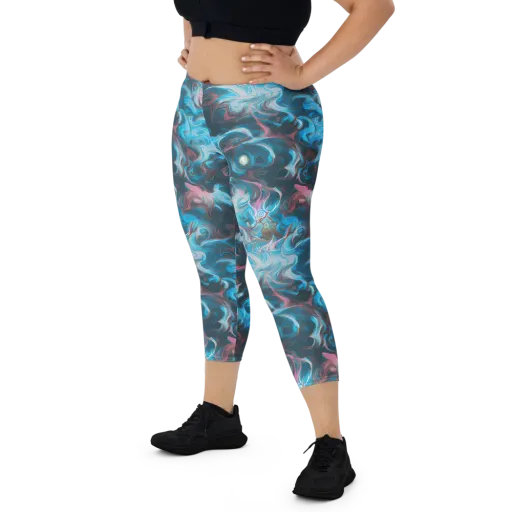 Blue Opal Storm on a Capri Leggings