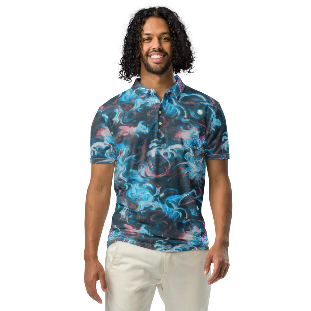 Blue Opal Storm on Men's Slim Fit Polo Shirt — Front
