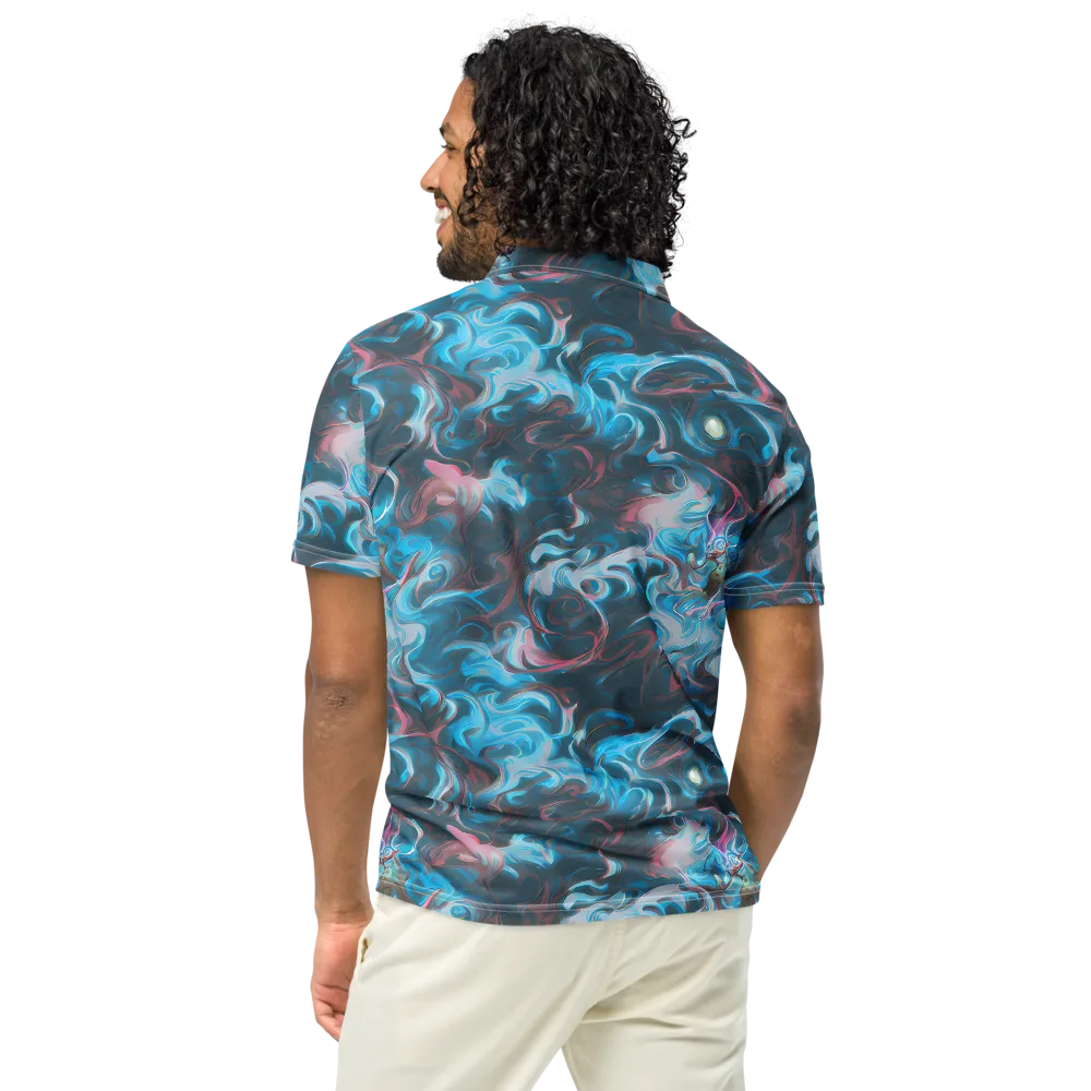 Blue Opal Storm on Men's Slim Fit Polo Shirt — Back