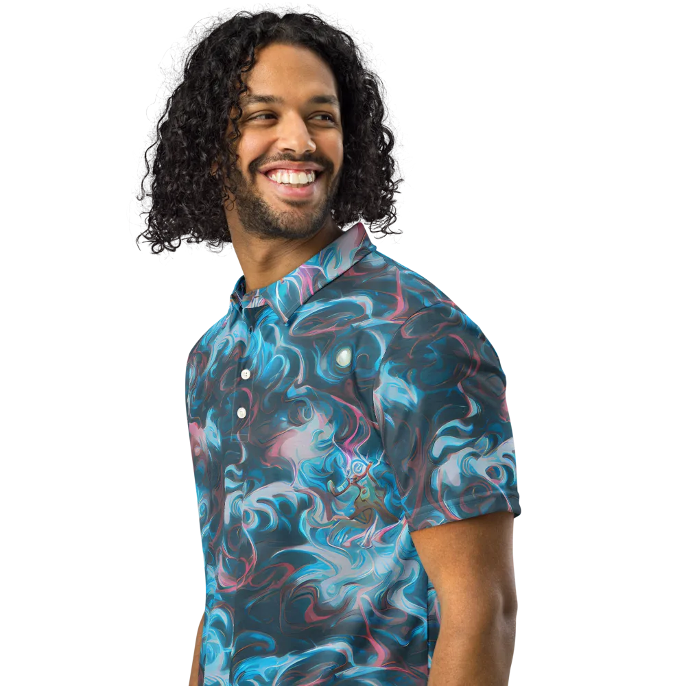 Blue Opal Storm on Men's Slim Fit Polo Shirt — Left Front