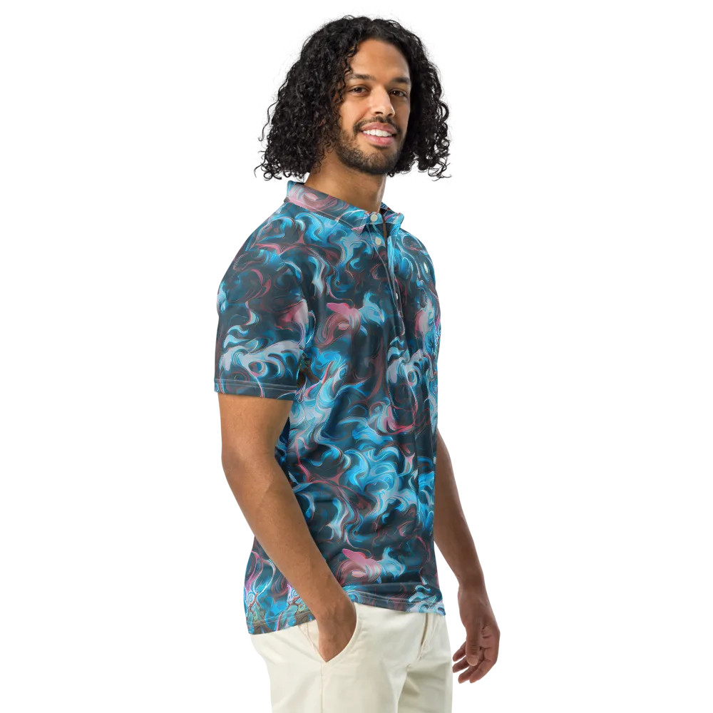 Blue Opal Storm on Men's Slim Fit Polo Shirt — Right Front