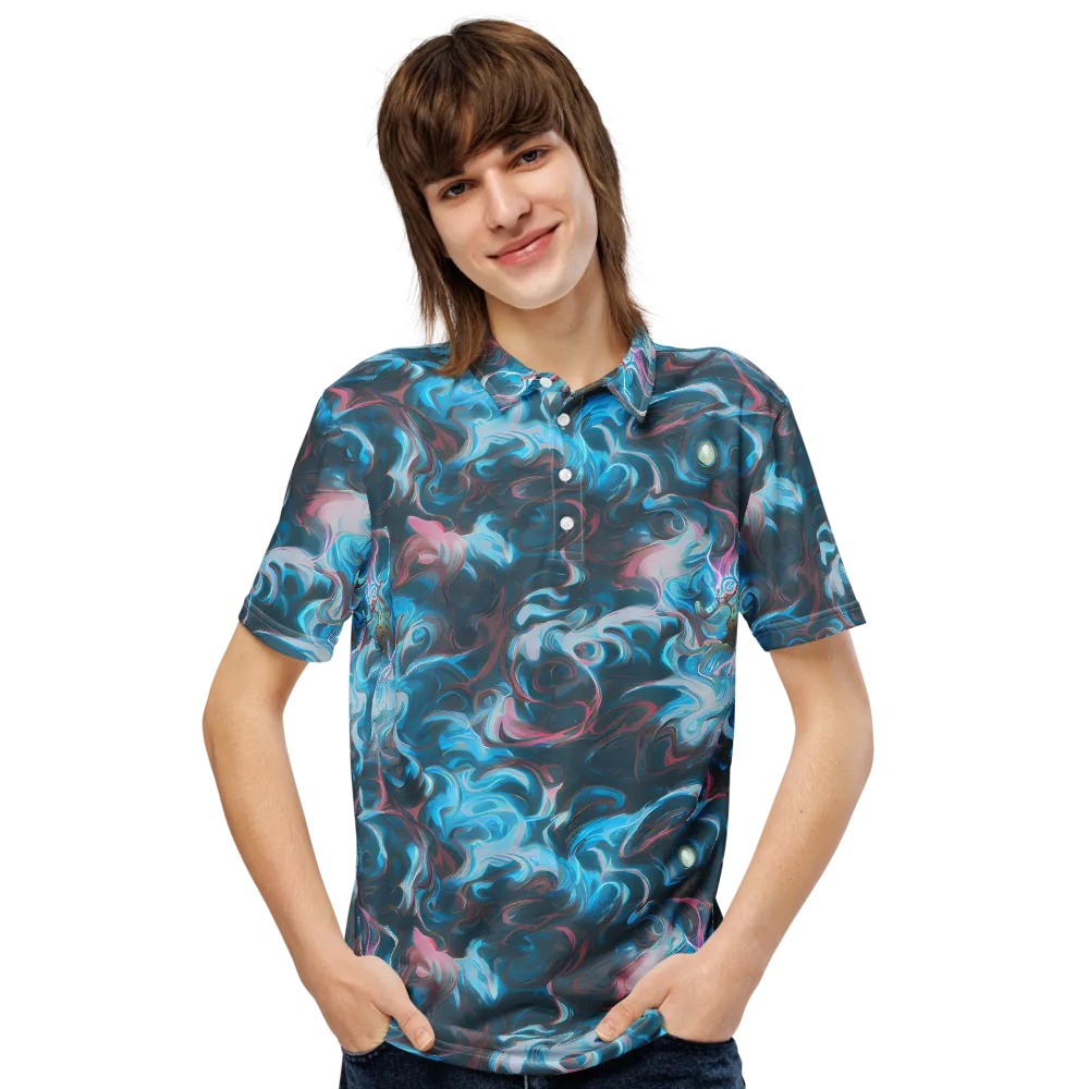 Blue Opal Storm on Men's Slim Fit Polo Shirt — Front