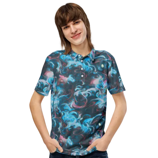 Blue Opal Storm on a Men's Slim Fit Polo Shirt