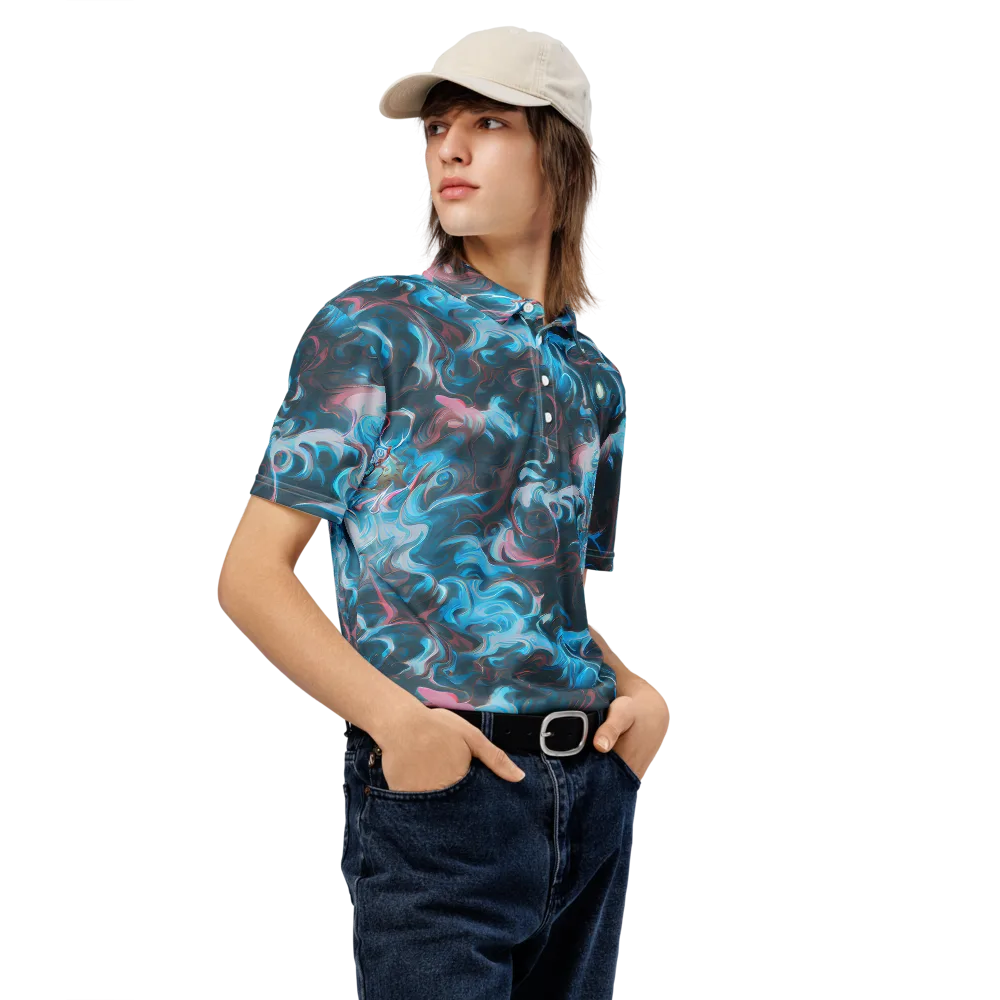 Blue Opal Storm on Men's Slim Fit Polo Shirt — Right Front