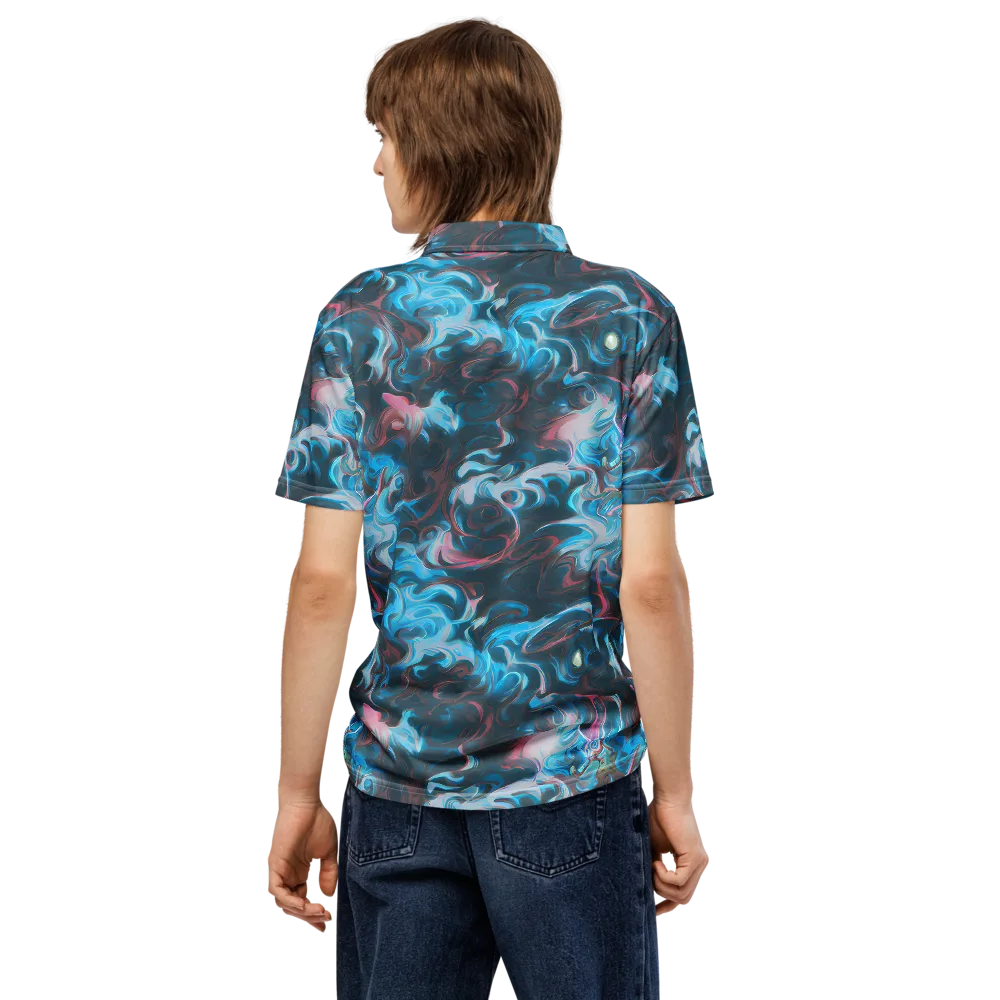Blue Opal Storm on Men's Slim Fit Polo Shirt — Back