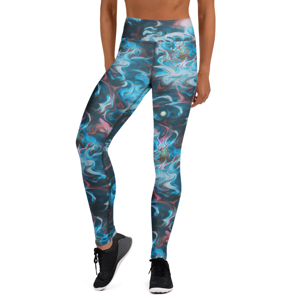 Blue Opal Storm on Yoga Leggings — Front