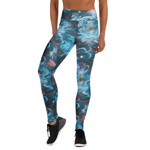 Blue Opal Storm on a Yoga Leggings