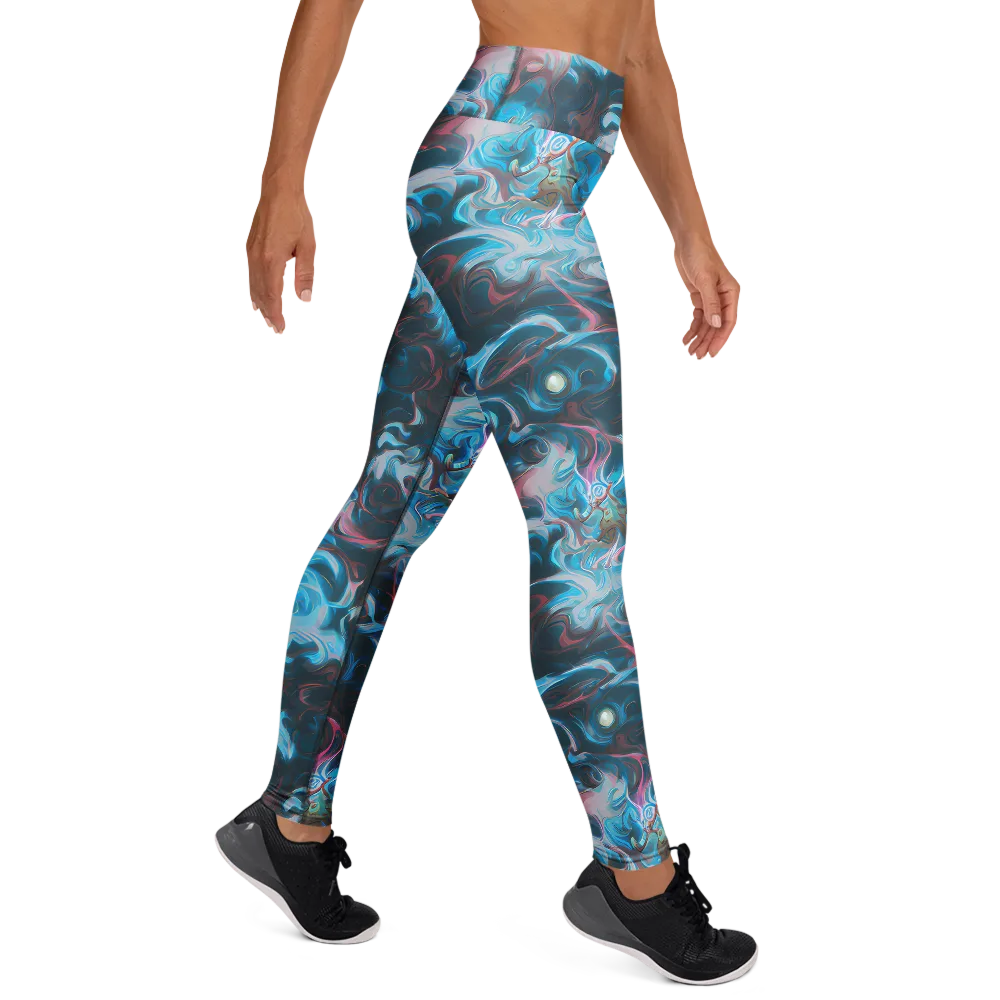 Blue Opal Storm on Yoga Leggings — Right