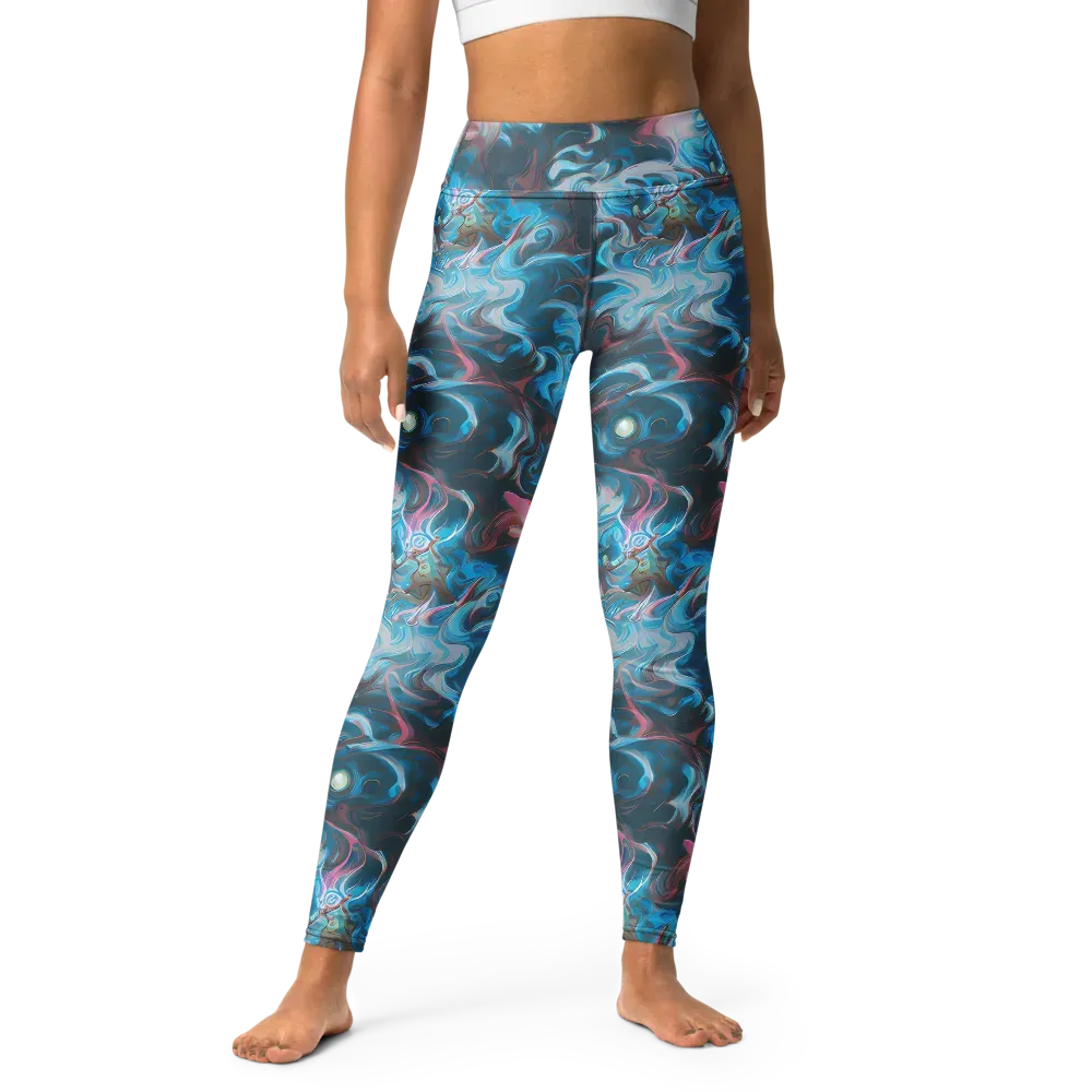 Blue Opal Storm on Yoga Leggings — Front