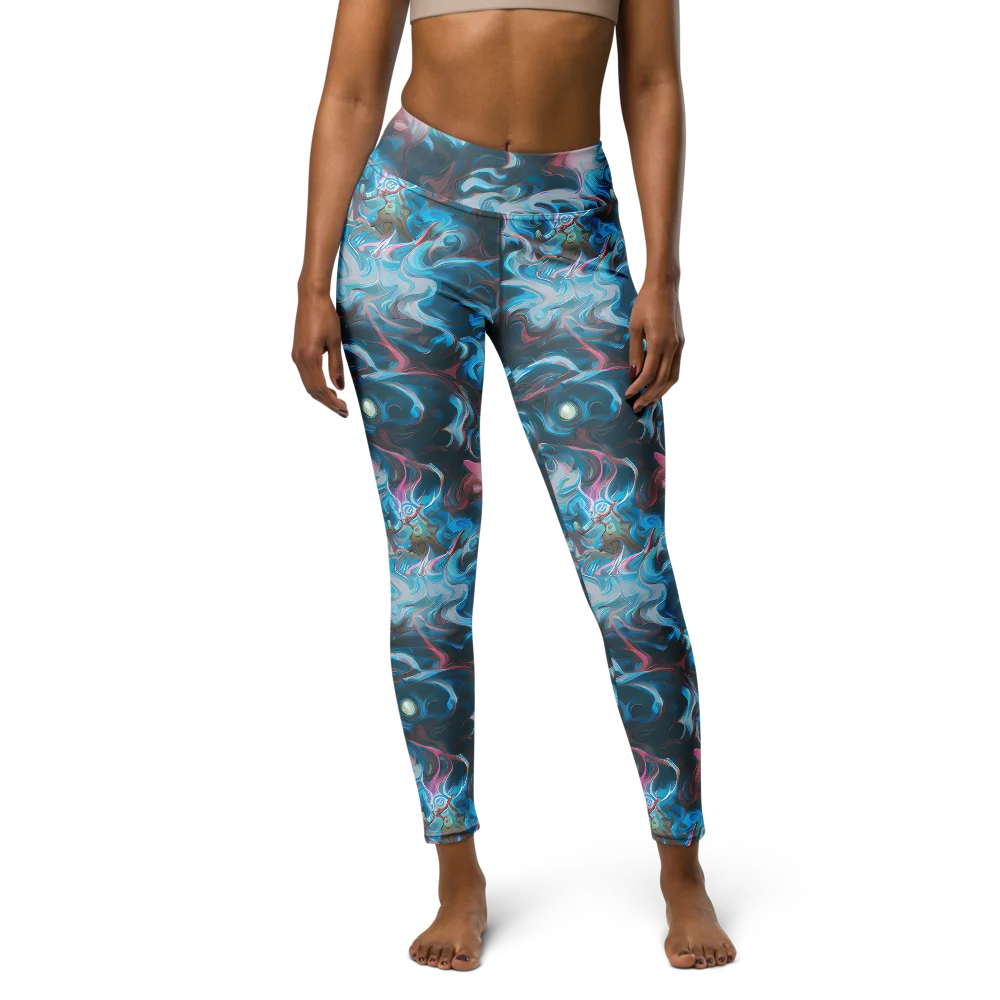 Blue Opal Storm on Yoga Leggings — Front
