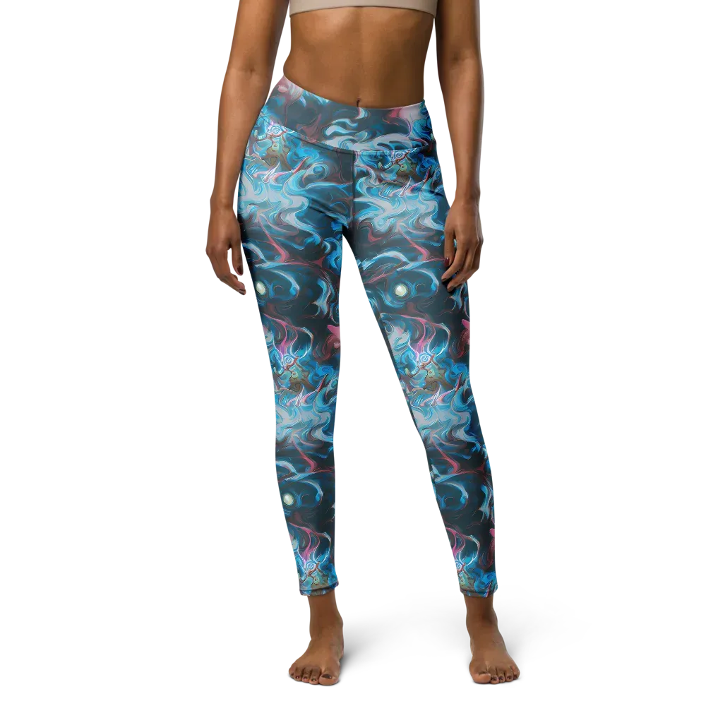 Blue Opal Storm on Yoga Leggings — Front