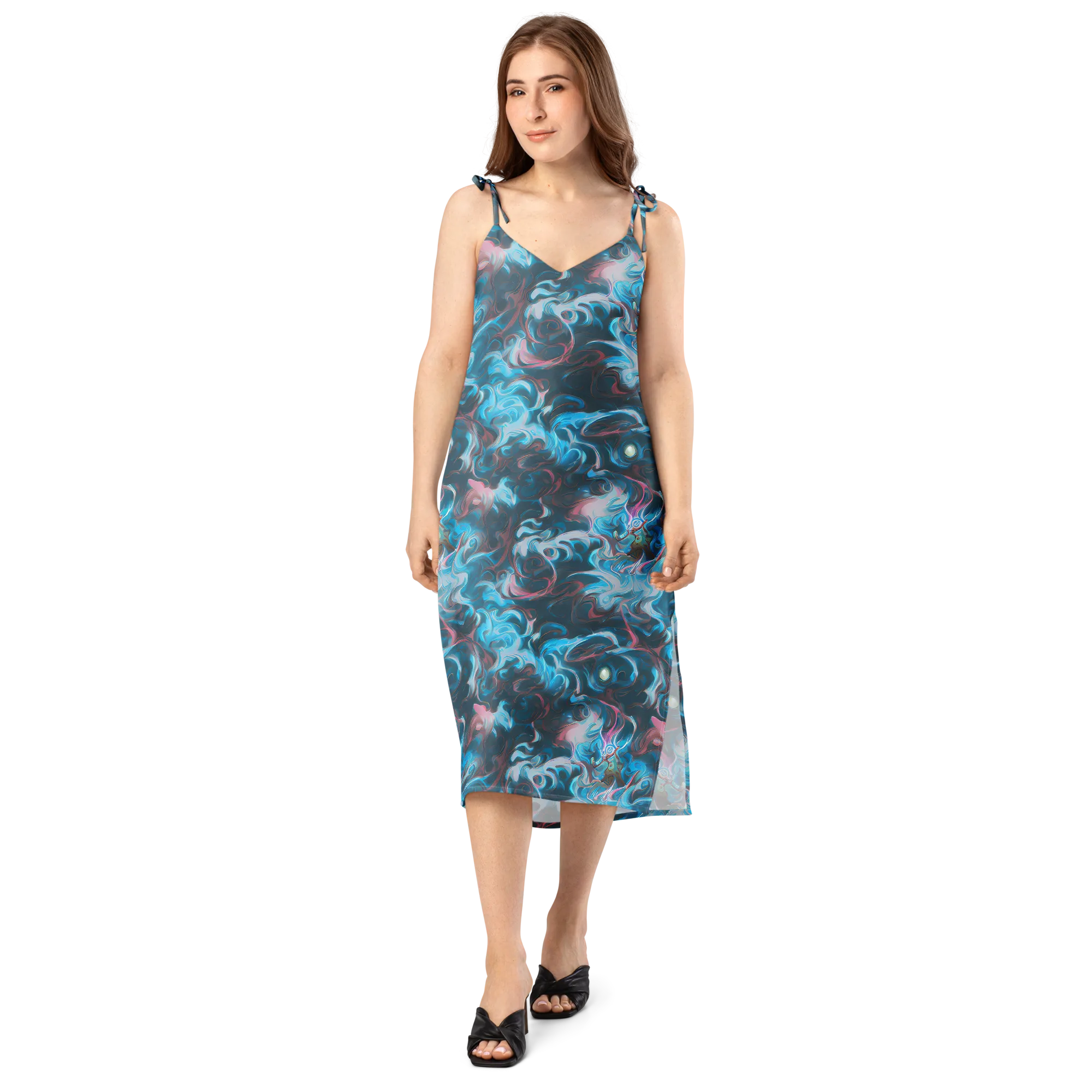 Blue Opal Storm on Slip Dress — Front