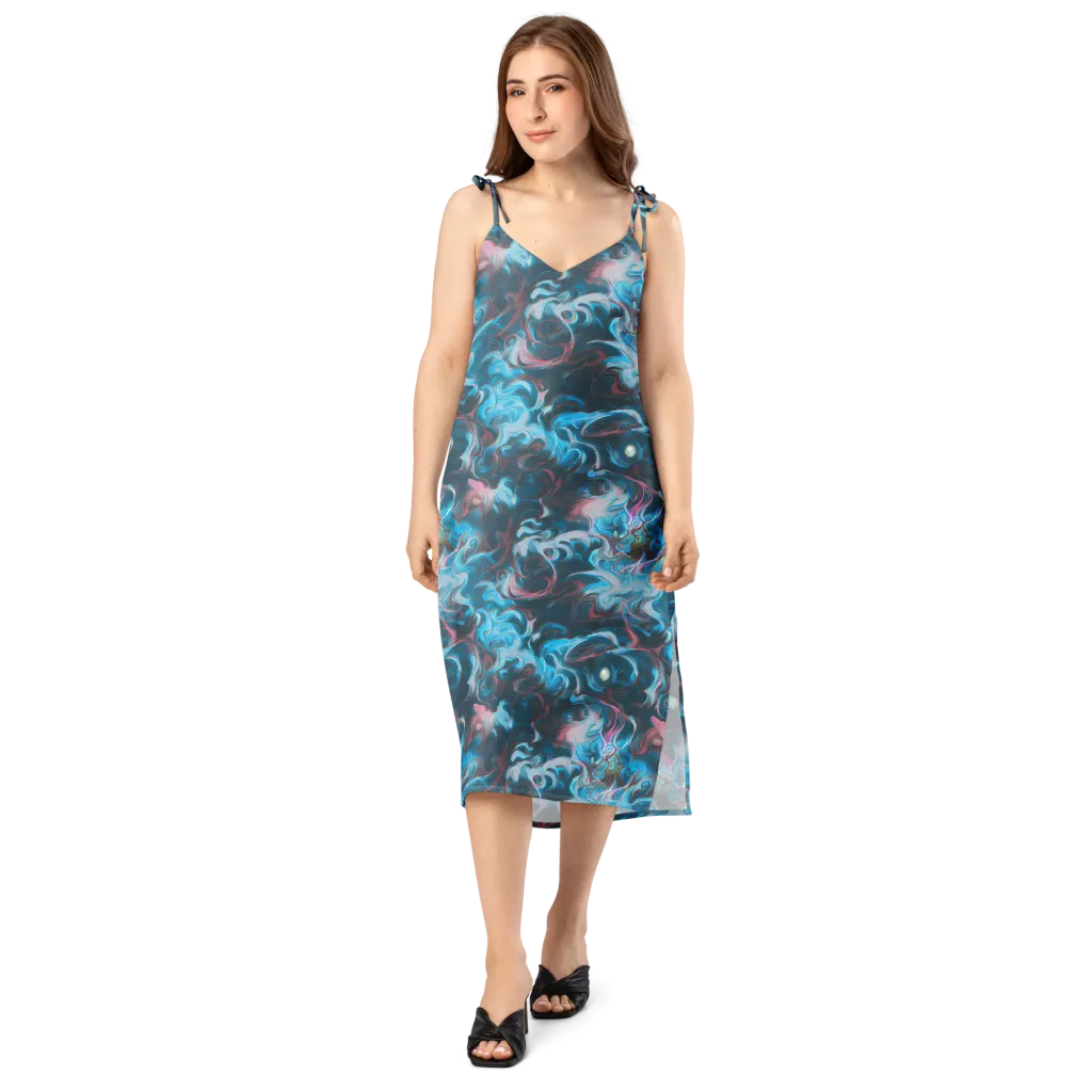 Blue Opal Storm on Slip Dress — Front