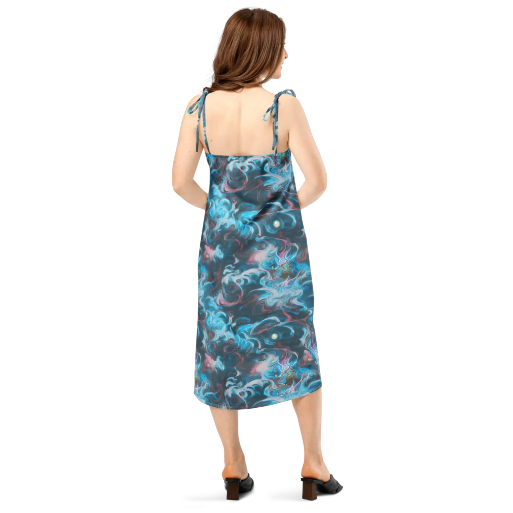 Blue Opal Storm on Slip Dress — Back