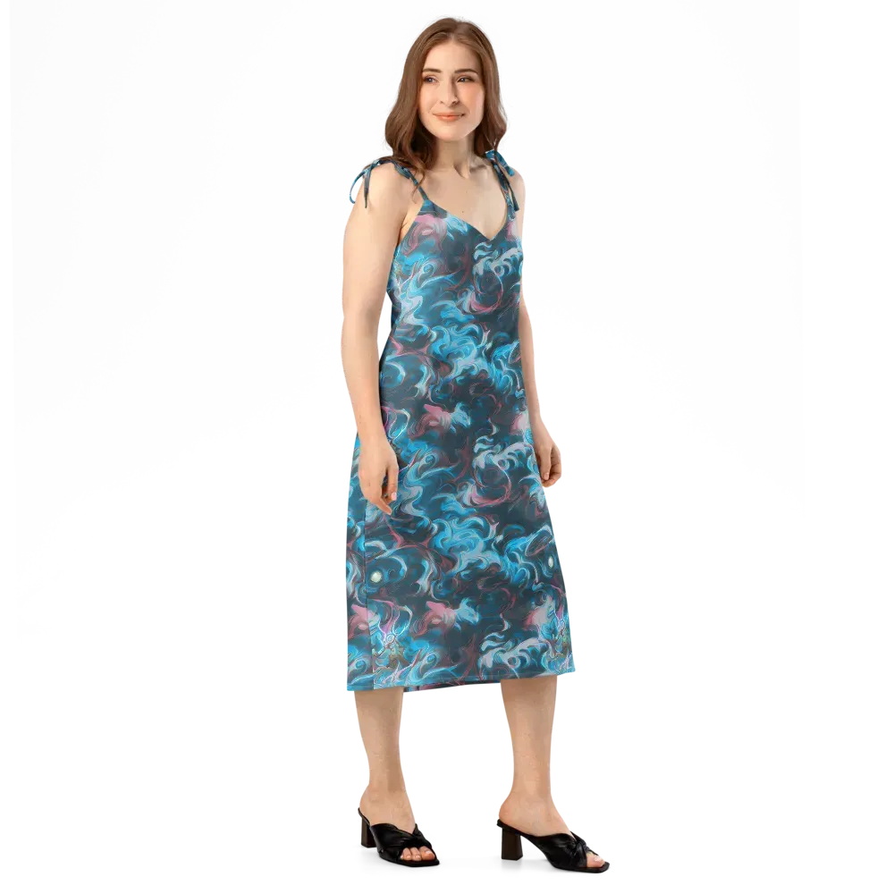Blue Opal Storm on Slip Dress — Right Front