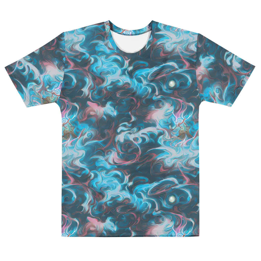 Blue Opal Storm on Men's Cotton Crew Neck T-Shirt — Front