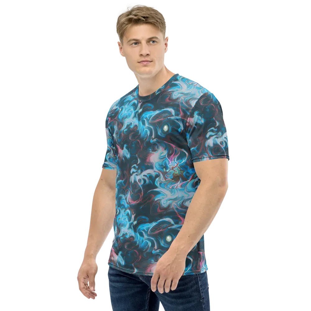 Blue Opal Storm on Men's Crew Neck T-Shirt — Left