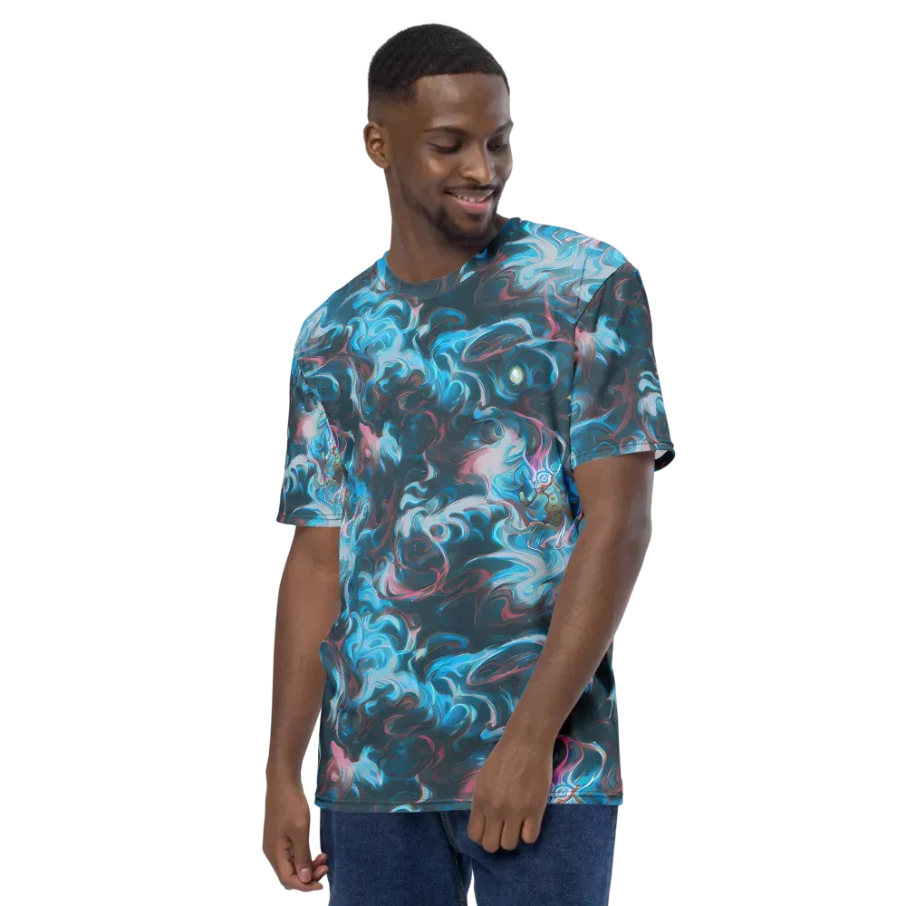 Blue Opal Storm on Men's Crew Neck T-Shirt — Left