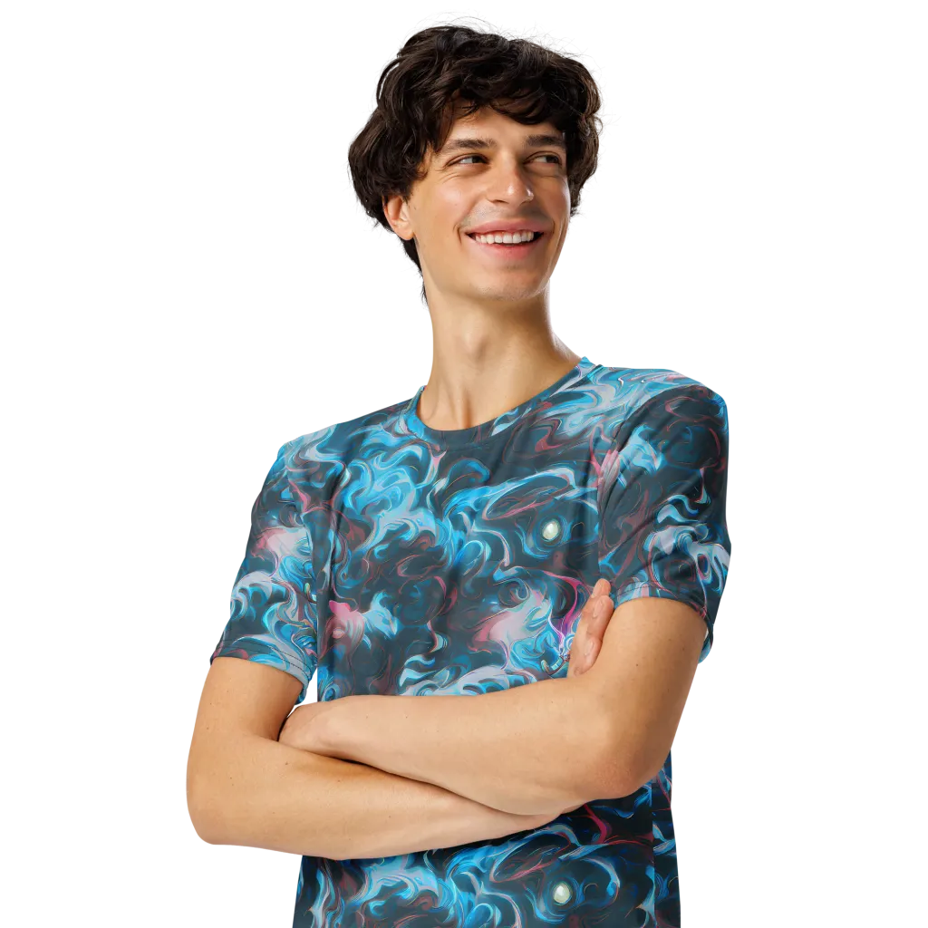 Blue Opal Storm on Men's Crew Neck T-Shirt — Left Front