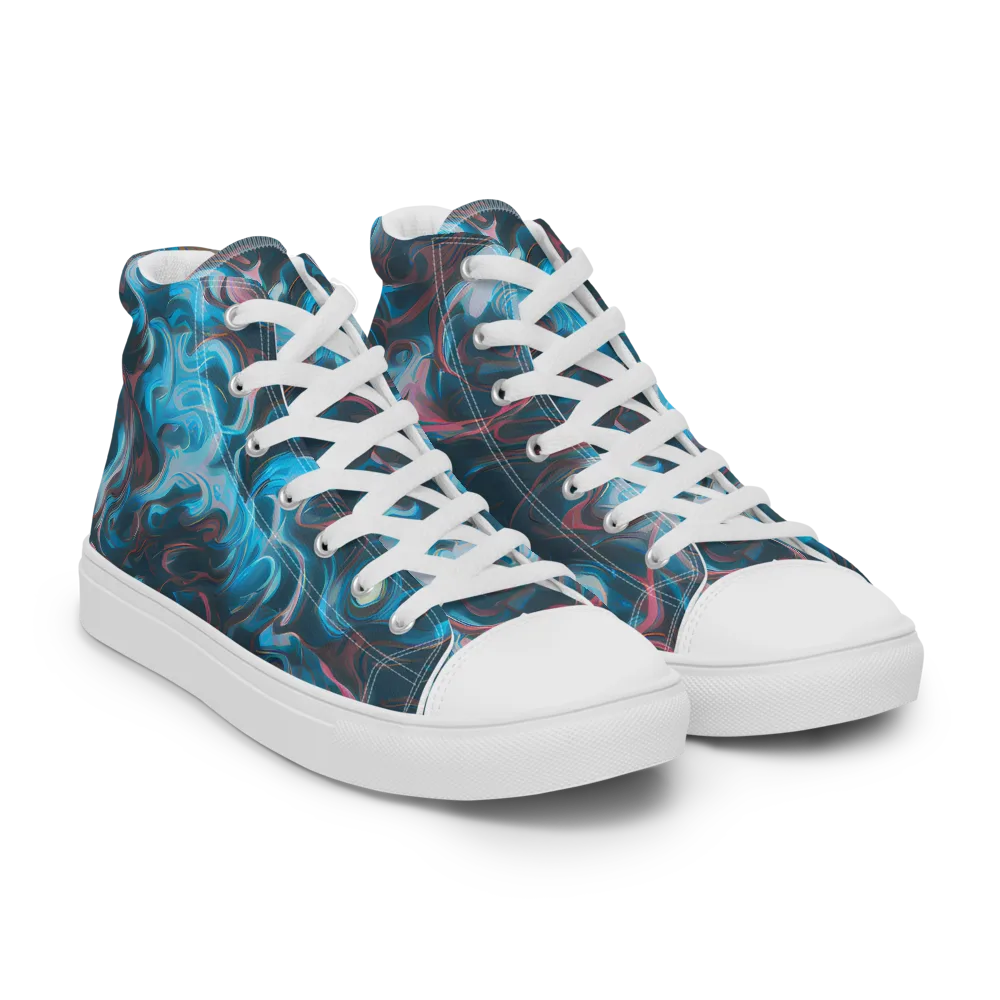 Blue Opal Storm on Men's High Top Canvas Shoes — Right Front