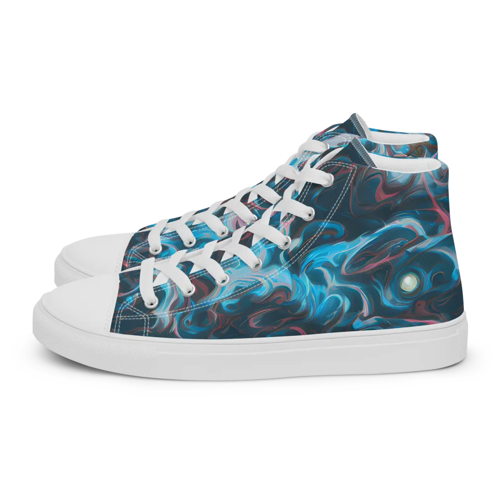 Blue Opal Storm on Men's High Top Canvas Shoes — Left