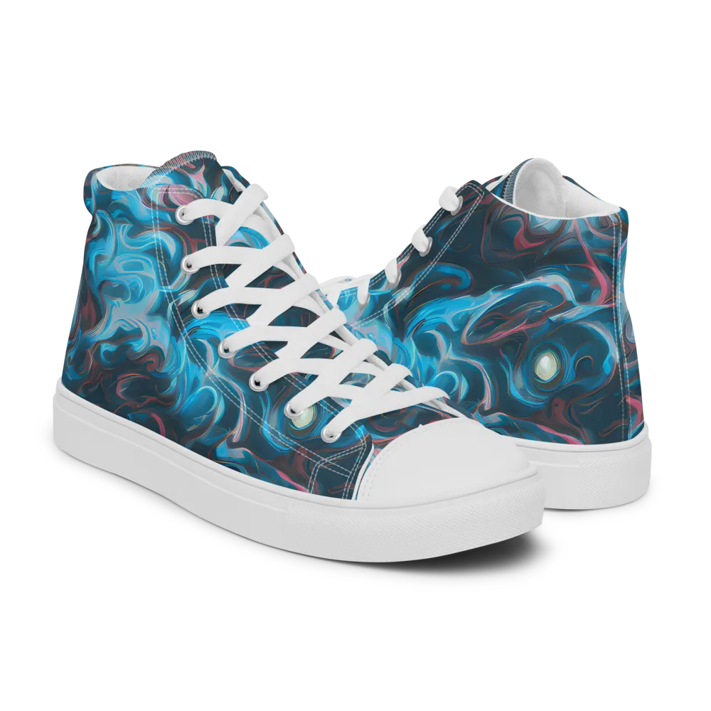 Blue Opal Storm on Men's High Top Canvas Shoes — Right