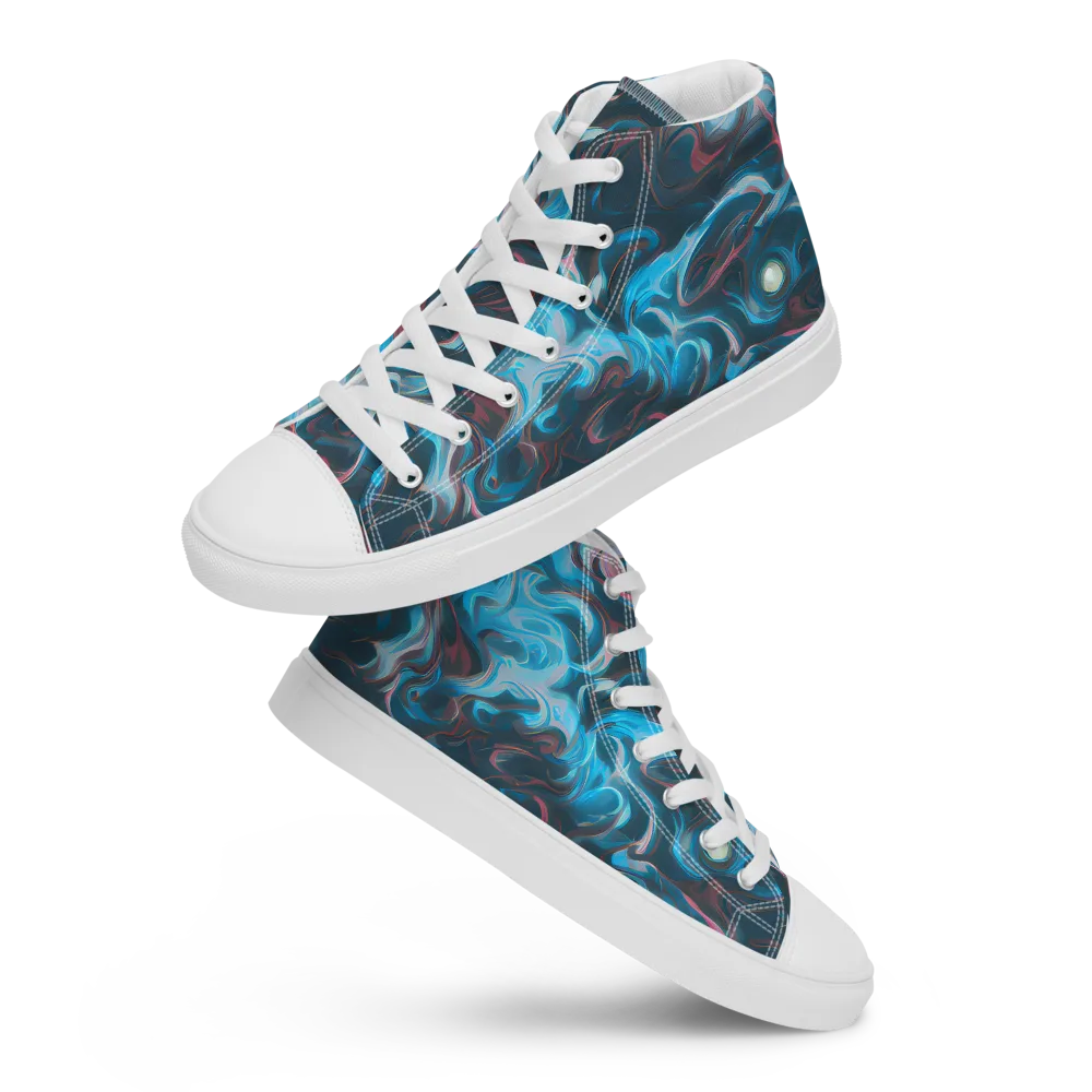 Blue Opal Storm on Men's High Top Canvas Shoes — Front