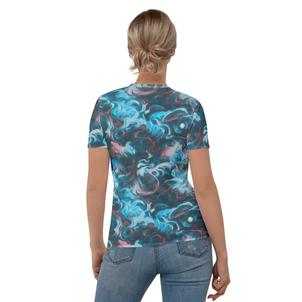 Blue Opal Storm on Women's Crew Neck T-Shirt — Back