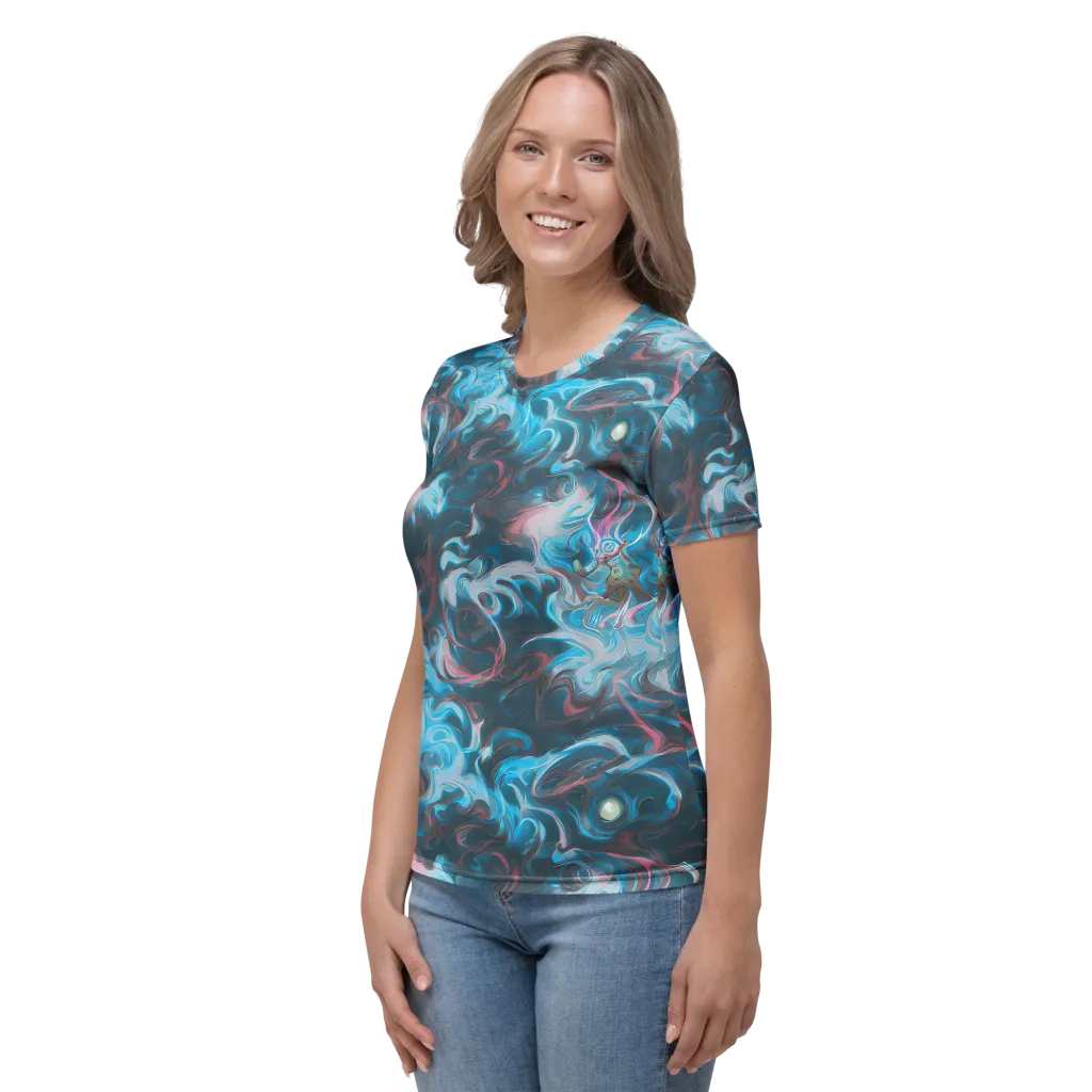 Blue Opal Storm on Women's Crew Neck T-Shirt — Left