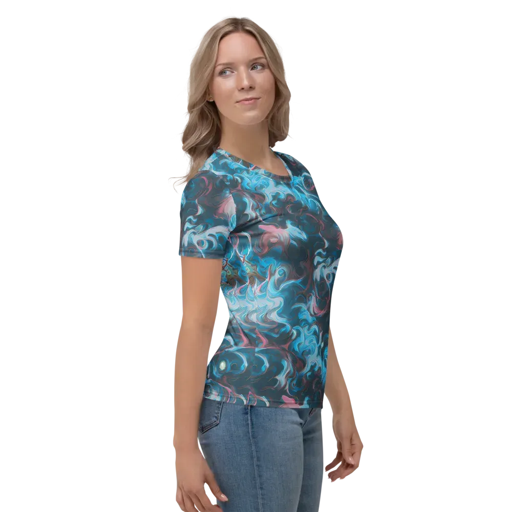 Blue Opal Storm on Women's Crew Neck T-Shirt — Right