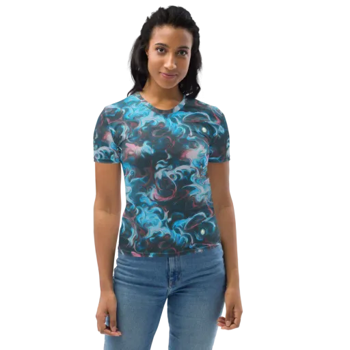 Blue Opal Storm on a Women's Crew Neck T-Shirt