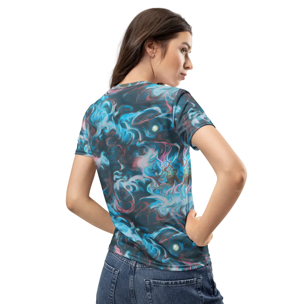 Blue Opal Storm on Women's Crew Neck T-Shirt — Back