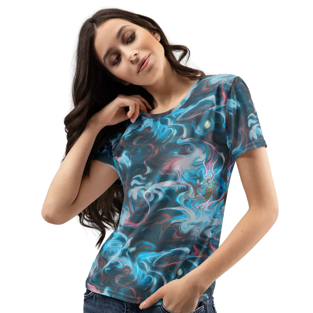 Blue Opal Storm on Women's Crew Neck T-Shirt — Left Front