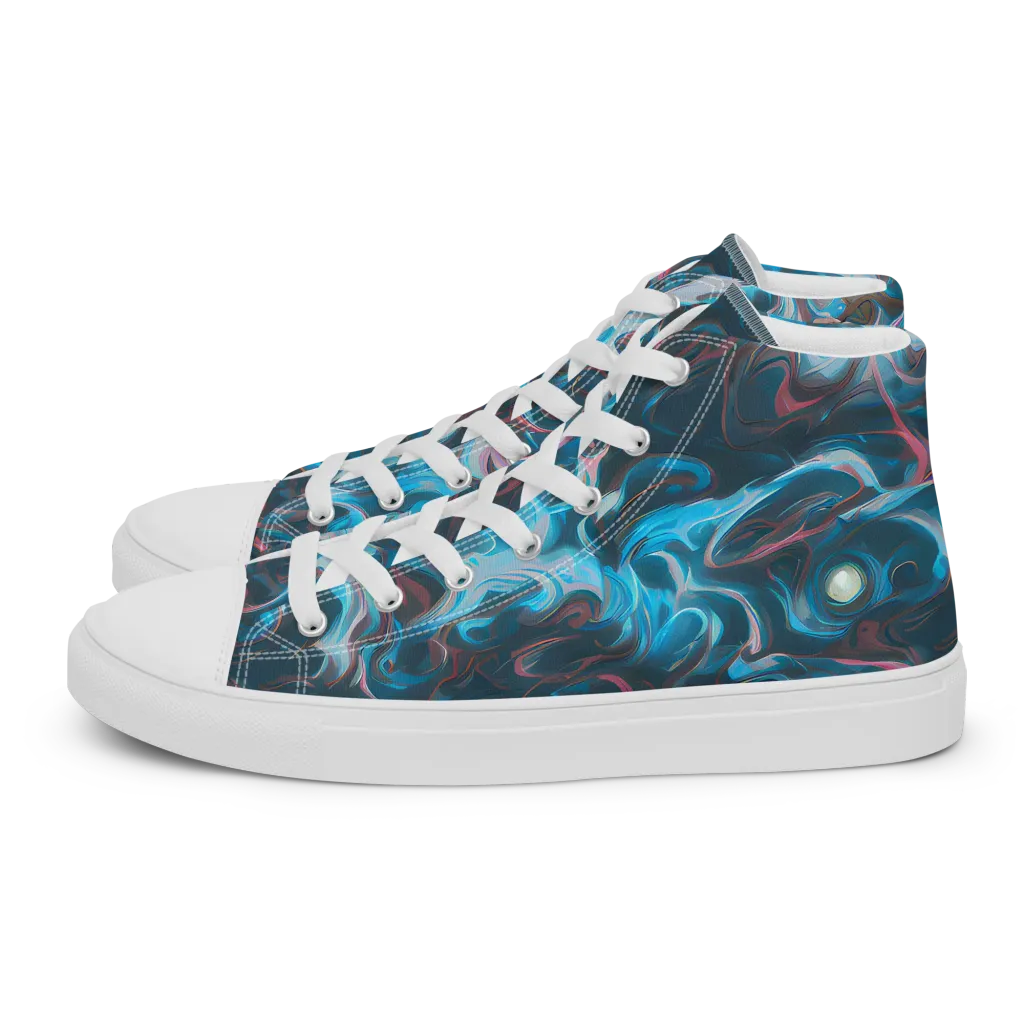 Blue Opal Storm on Women's High Top Canvas Shoes — Left